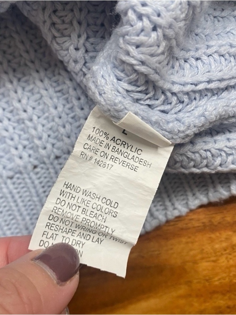 Love Change Italy Women's Baby Blue Chunky Knit Crop Sweater Size Large Casual - Picture 13 of 16